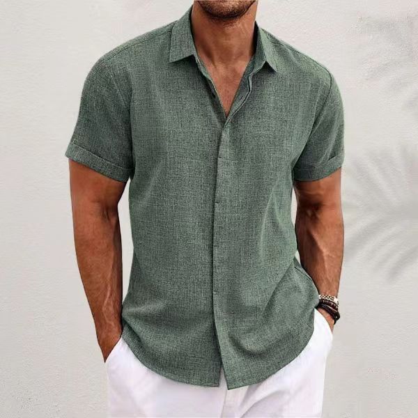 Wholesale Men's Polyester Acetate Fiber Simple Style Classic Style Solid Color Short Sleeve Men's Shirts - front view