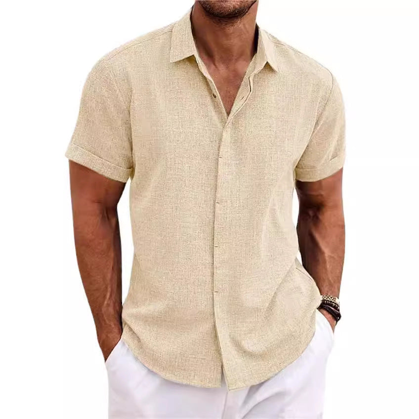 Wholesale Men's Polyester Acetate Fiber Simple Style Classic Style Solid Color Short Sleeve Men's Shirts - view 2