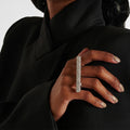 New Geometric Rhinestone Ring  Personality Diamond Double Finger Adjustable Shine Ring Ring Ring Ladies Ring - front view
