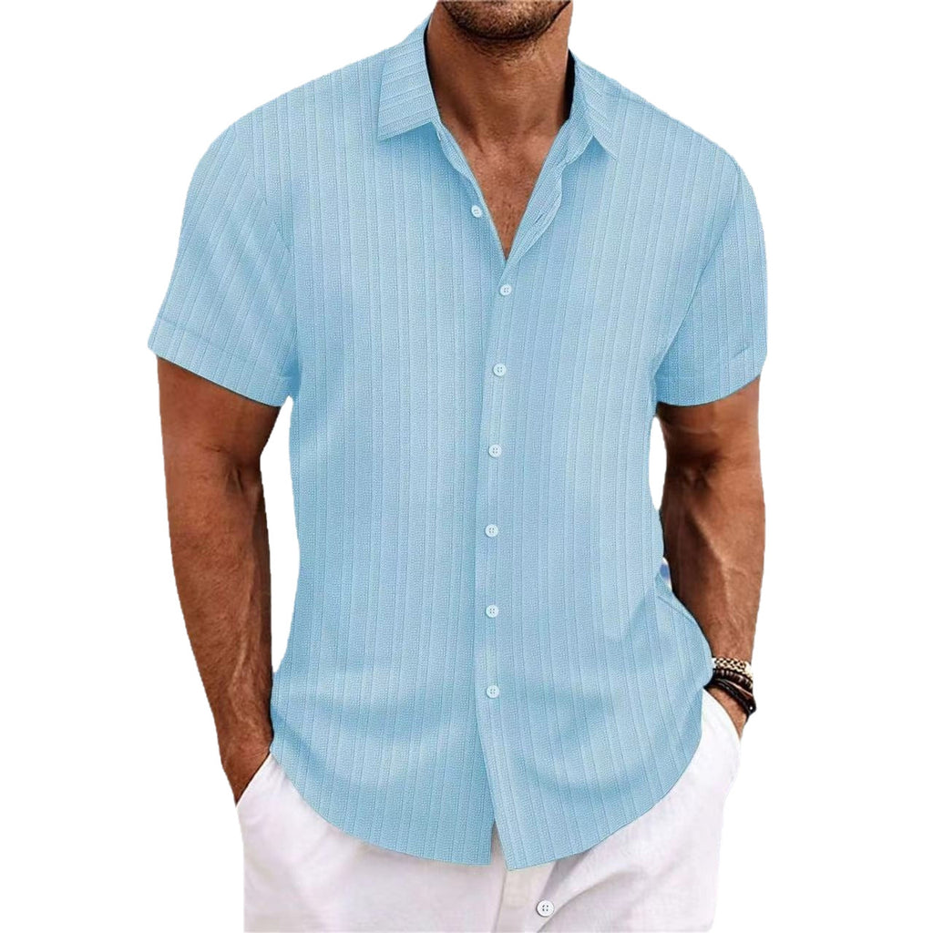 Wholesale Men's Cotton Blend Cotton And Linen Simple Style Classic Style Solid Color Short Sleeve Men's Shirts - view 4