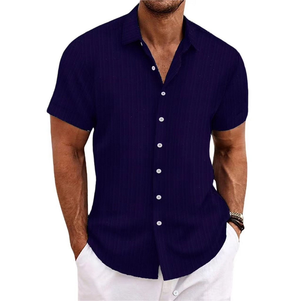 Wholesale Men's Cotton Blend Cotton And Linen Simple Style Classic Style Solid Color Short Sleeve Men's Shirts - view 5