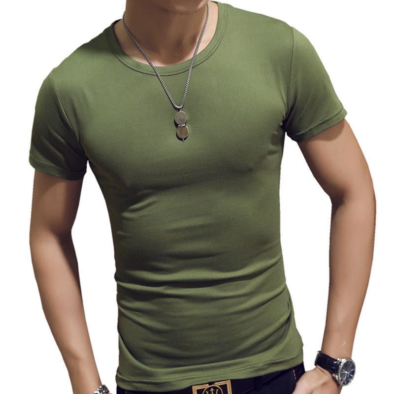 New Men's Summer Solid Color Men's T-shirt Short Sleeve V-neck Men's T-shirt Foreign Trade Wholesale Stall Supply - view 3