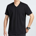 Slim Fit Factory Direct Solid Color V-neck Short Sleeve T-shirt New Men's Young Men's T-shirt Loose Cotton T-shirt Men's T-shirt - front view