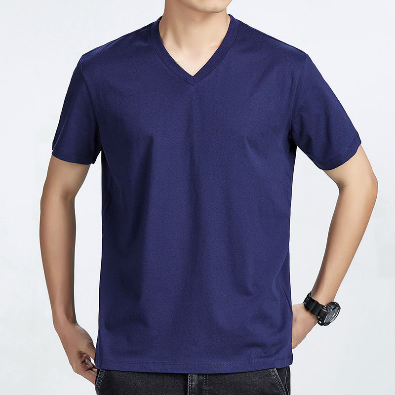 Slim Fit Factory Direct Solid Color V-neck Short Sleeve T-shirt New Men's Young Men's T-shirt Loose Cotton T-shirt Men's T-shirt - view 3