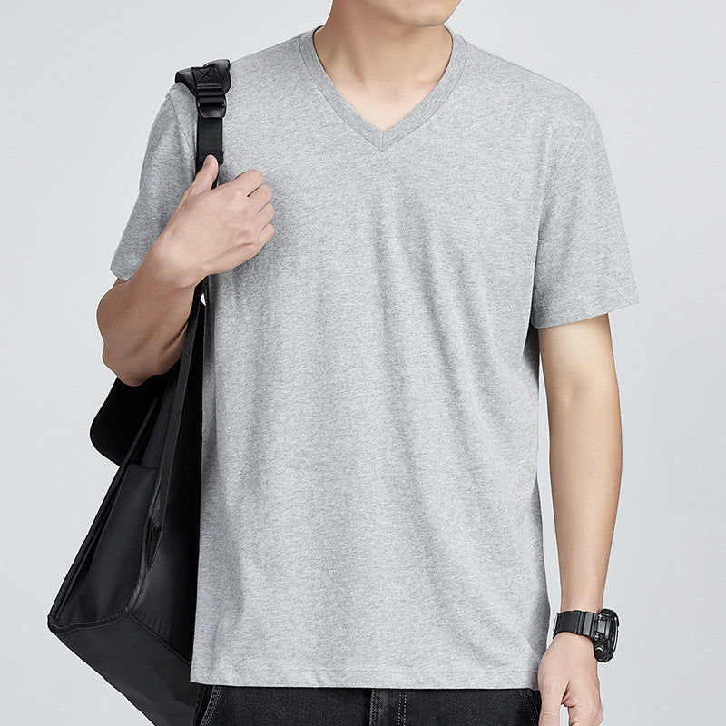 Slim Fit Factory Direct Solid Color V-neck Short Sleeve T-shirt New Men's Young Men's T-shirt Loose Cotton T-shirt Men's T-shirt - view 4