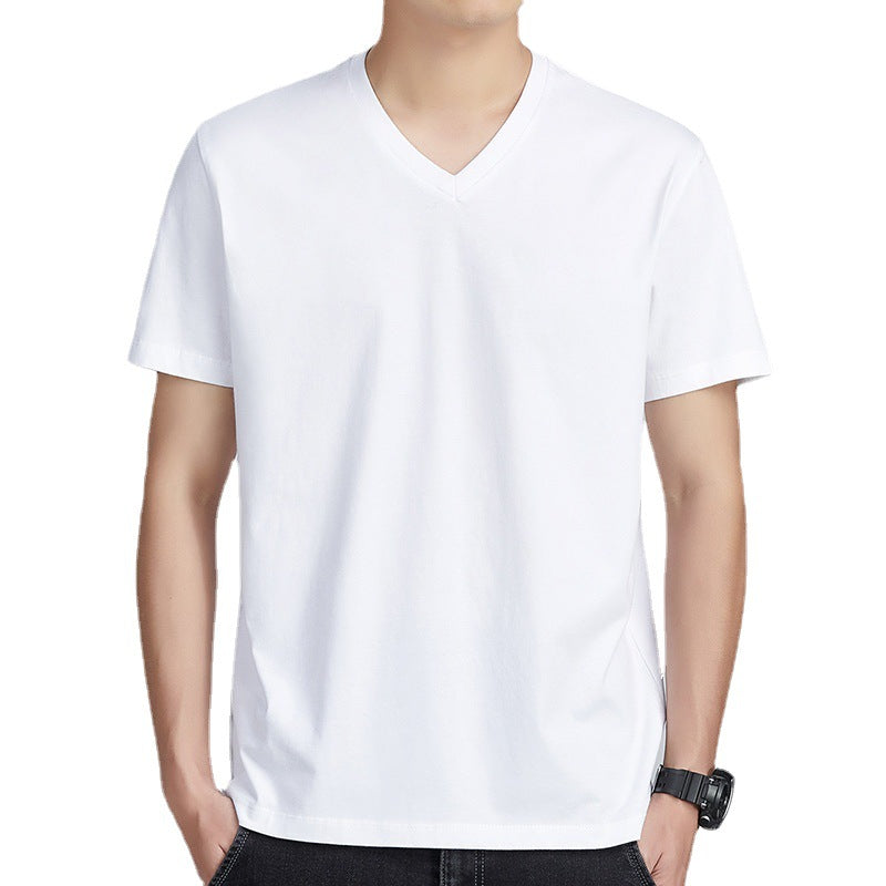 Slim Fit Factory Direct Solid Color V-neck Short Sleeve T-shirt New Men's Young Men's T-shirt Loose Cotton T-shirt Men's T-shirt - view 5