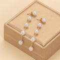 Fashion Elegant Pearl Earrings A Pair Of Pendant Earrings Long Pearl Chain Tassel Earrings - front view
