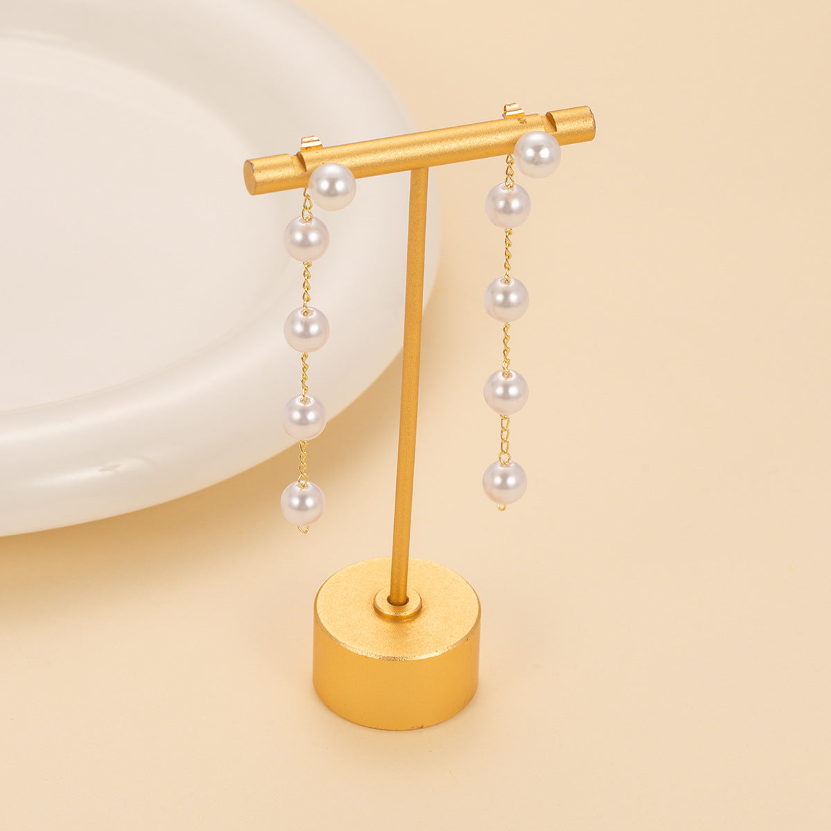Fashion Elegant Pearl Earrings A Pair Of Pendant Earrings Long Pearl Chain Tassel Earrings - view 2