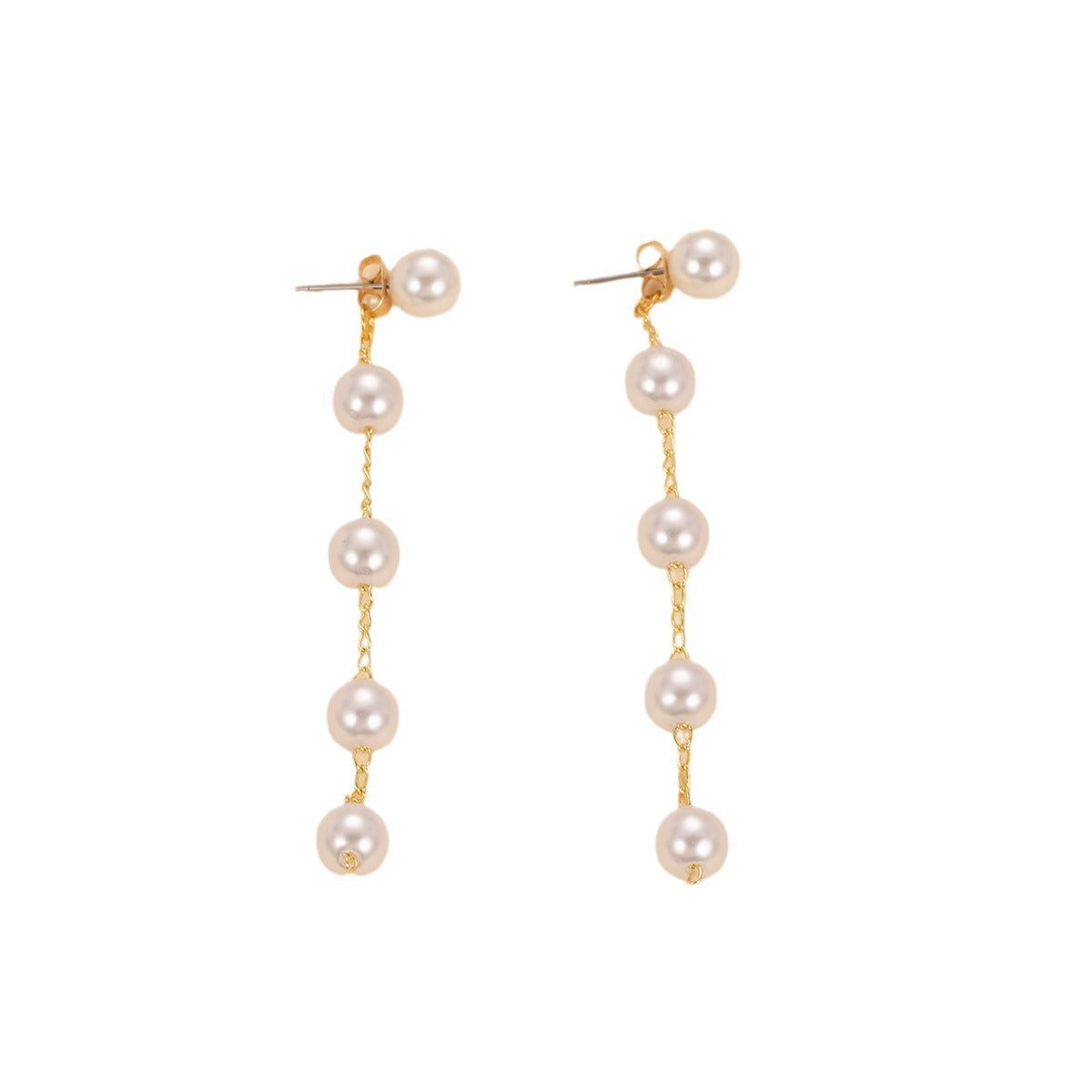 Fashion Elegant Pearl Earrings A Pair Of Pendant Earrings Long Pearl Chain Tassel Earrings - view 5