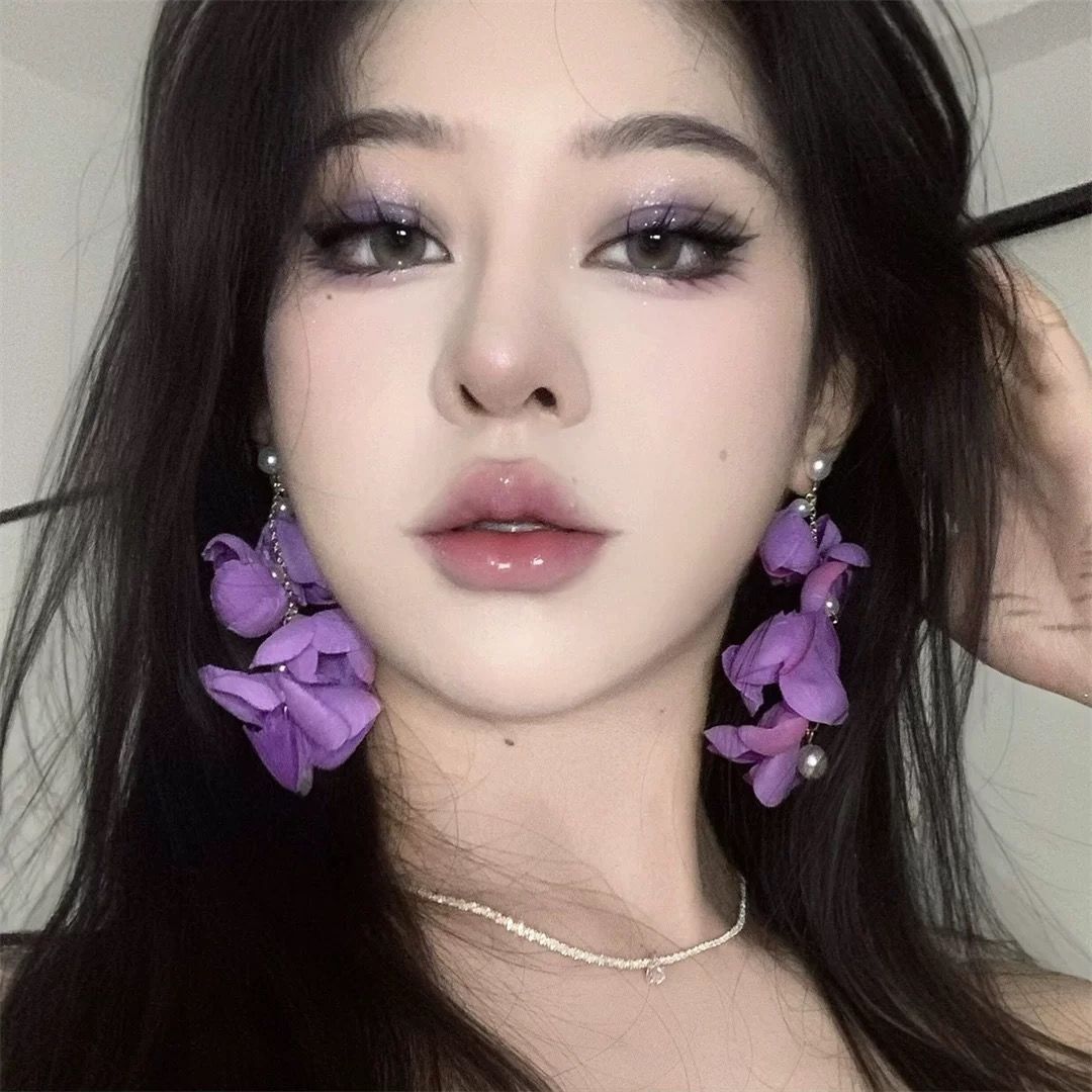 Flower Falling Dusk ~ Holiday Style Super Fairy Yellow Chiffon Flower Earrings Distinctive Exaggerated Earrings Earrings Earrings Earrings Earrings Accessories - view 3