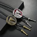 Retro Western Horse Alloy Pendant PU Necklace Woolen Chain Denim Polo Tie Men's Shirt Bow Tie - front view