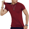 New Men's Summer Solid Color Men's T-shirt Short Sleeve V-neck Men's T-shirt Foreign Trade Wholesale Stall Supply - front view