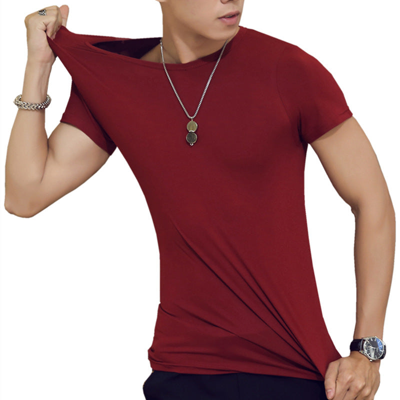 New Men's Summer Solid Color Men's T-shirt Short Sleeve V-neck Men's T-shirt Foreign Trade Wholesale Stall Supply - front view