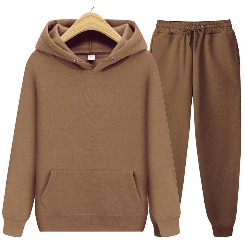 New Solid Color  Turtleneck Sweater Sports Suit Sweater Suit Fashion Fleece Men's Hoodie - front view