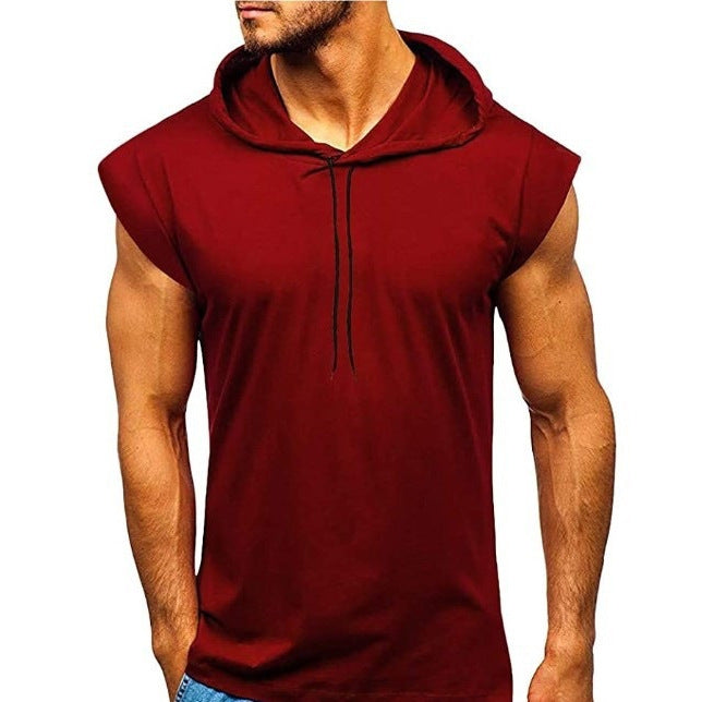 Wholesale Men's Linen Cotton Casual Simple Style Solid Color Sleeveless Men's Hoodies - view 2