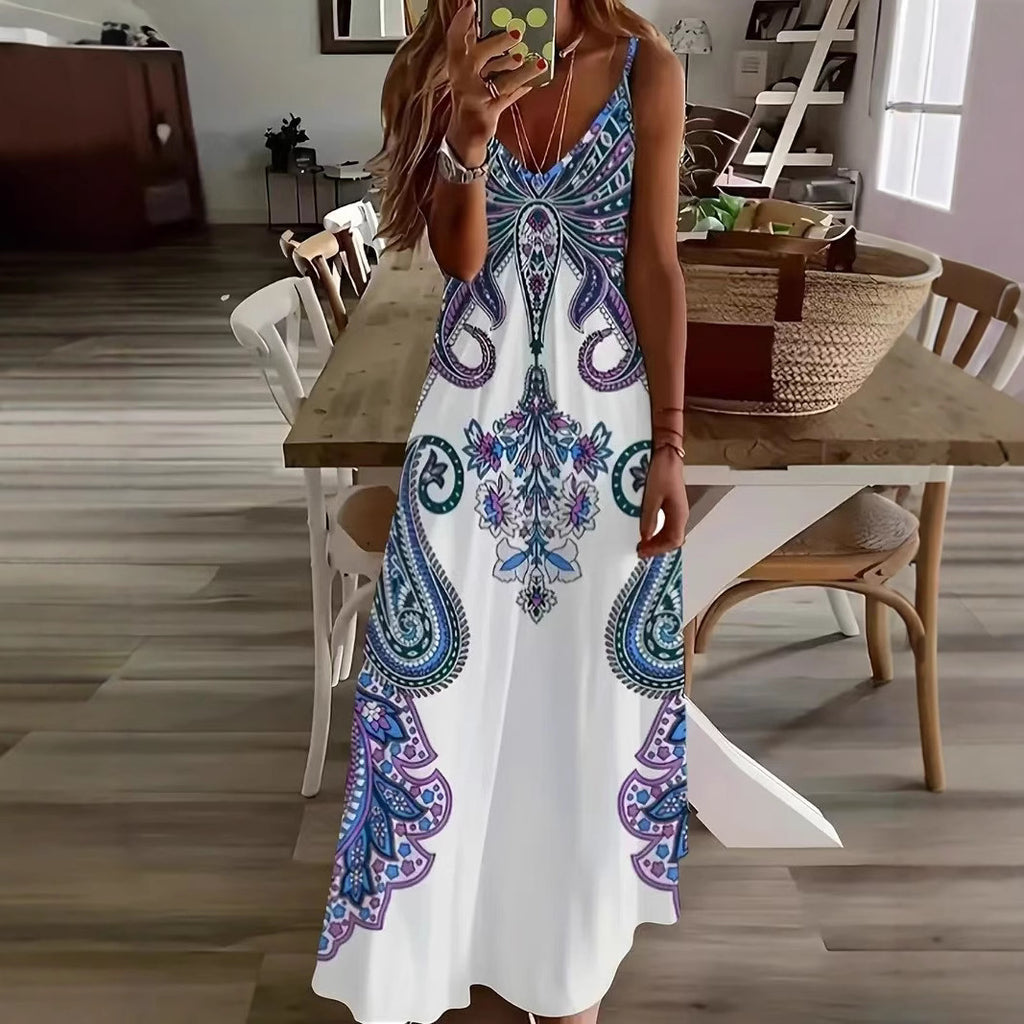 New Women's  Dress V-neck Sleeveless Dress Printing - view 3