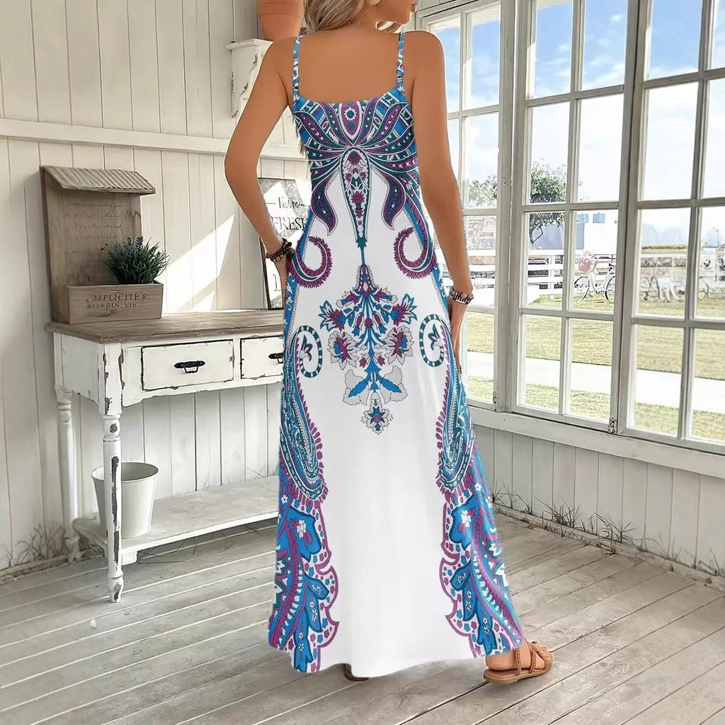 New Women's  Dress V-neck Sleeveless Dress Printing - view 4
