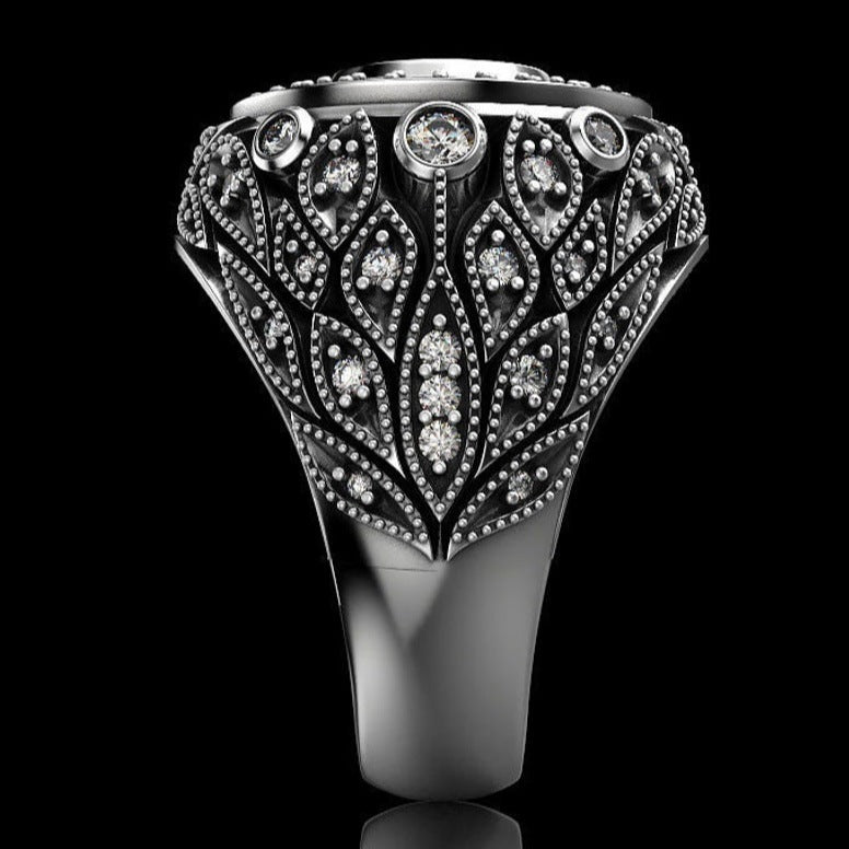 Sanjie    New Men's Ring Silver Inlaid Ruby Men's Ring Full Diamond Jewelry - view 4