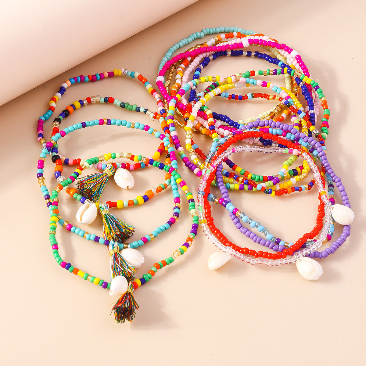 Jewelry New Colorful Rice Beads Shell Anklet Suit Fashion Seaside Travel Commemorative Anklet Accessories - view 4
