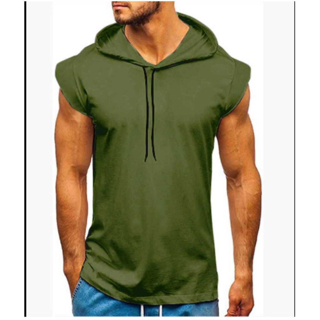 Wholesale Men's Linen Cotton Casual Simple Style Solid Color Sleeveless Men's Hoodies - view 4