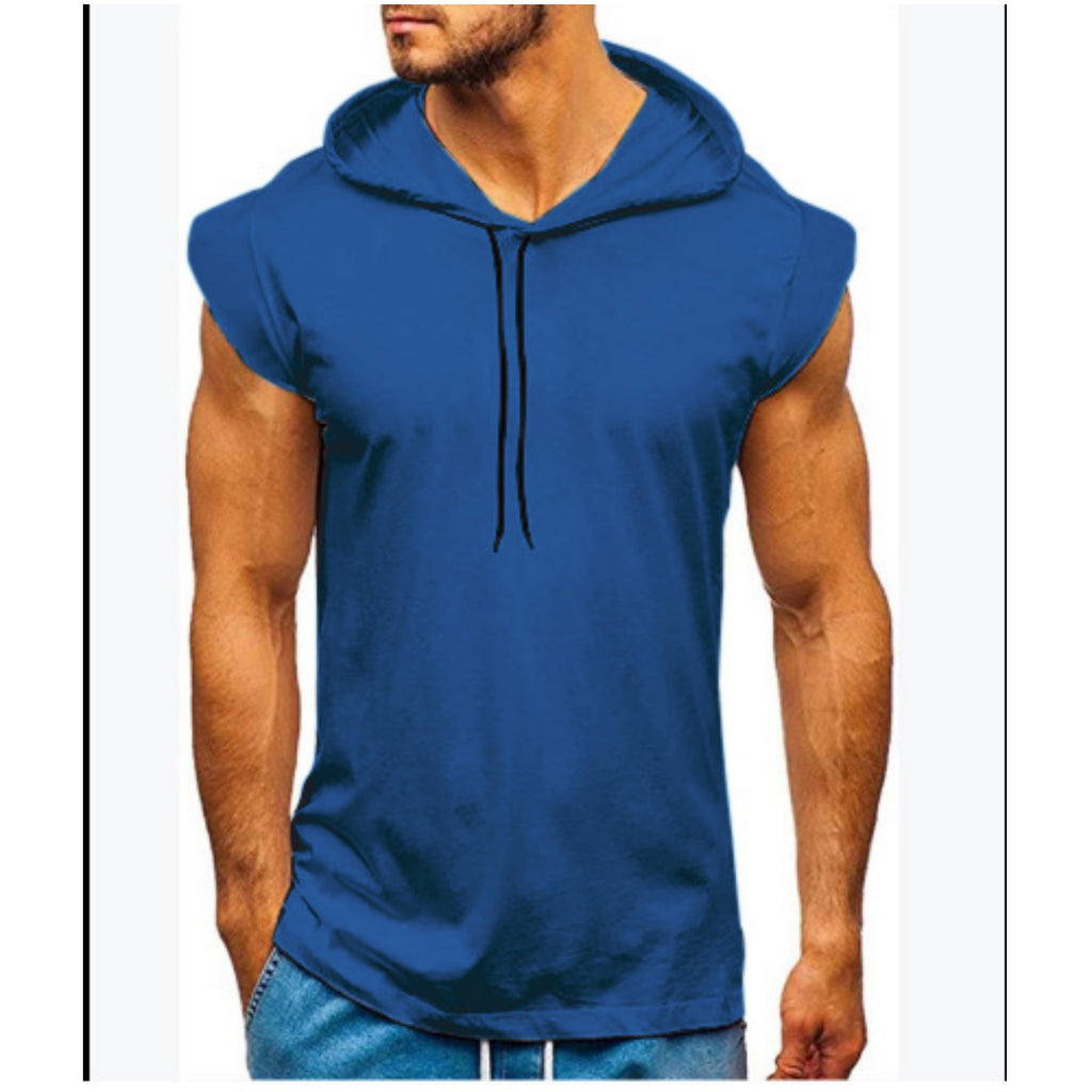 Wholesale Men's Linen Cotton Casual Simple Style Solid Color Sleeveless Men's Hoodies - view 3
