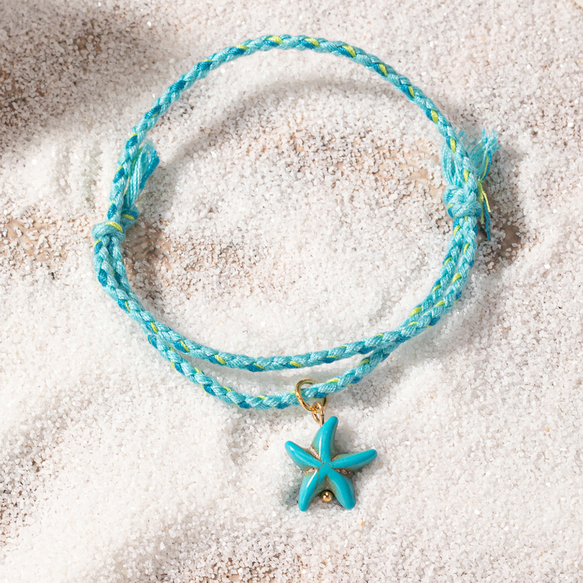 Qingdao  Fashion Jewelry Color Rope Anklet Summer Holiday Beach Turquoise Starfish Shell Decorative Anklet - view 2