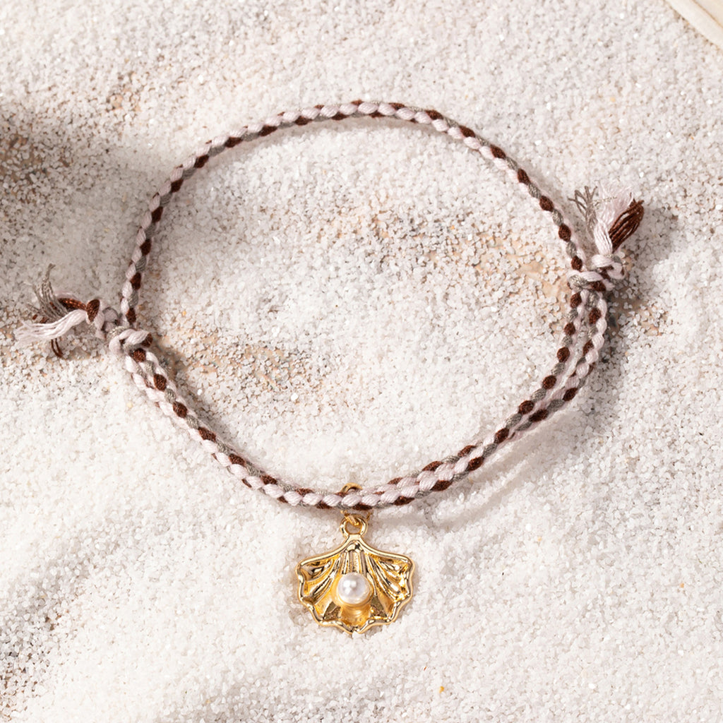 Qingdao  Fashion Jewelry Color Rope Anklet Summer Holiday Beach Turquoise Starfish Shell Decorative Anklet - view 3