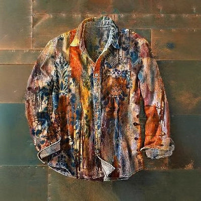 Wholesale Men's Polyester Casual Color Block Long Sleeve Men's Shirts - view 4