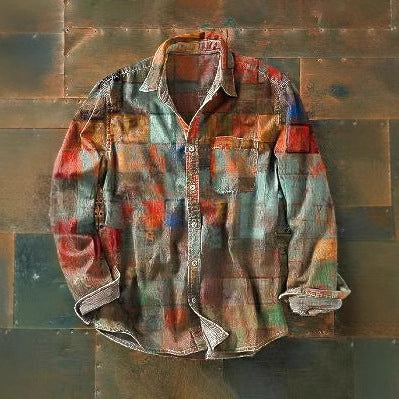 Wholesale Men's Polyester Casual Color Block Long Sleeve Men's Shirts - view 5