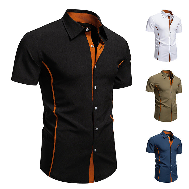 Wholesale Men's Polyester Simple Style Classic Style Solid Color Short Sleeve Men's Shirts - view 2