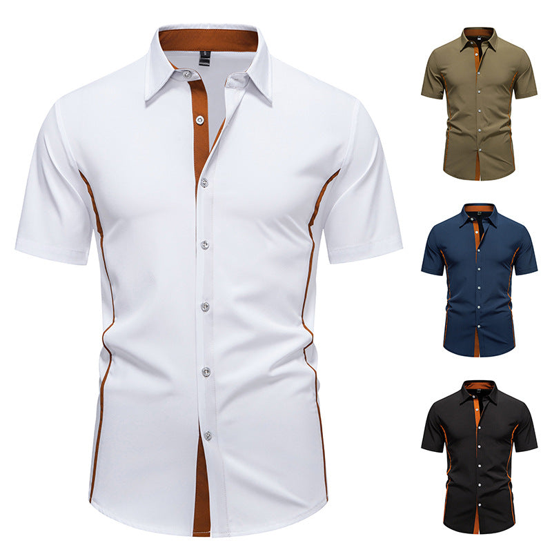 Wholesale Men's Polyester Simple Style Classic Style Solid Color Short Sleeve Men's Shirts - view 3