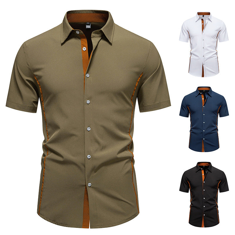 Wholesale Men's Polyester Simple Style Classic Style Solid Color Short Sleeve Men's Shirts - view 4