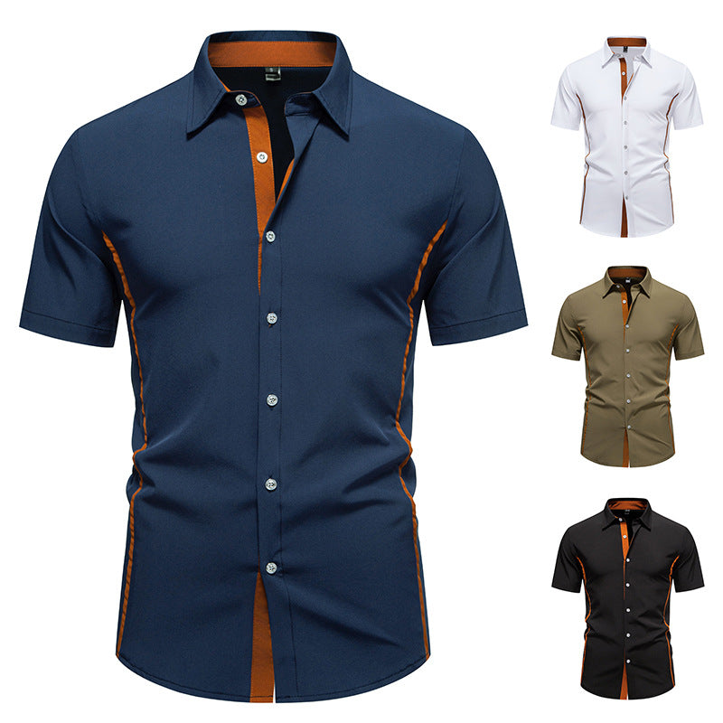 Wholesale Men's Polyester Simple Style Classic Style Solid Color Short Sleeve Men's Shirts - view 5