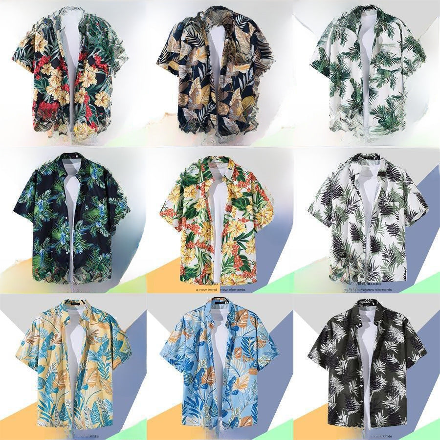 Hawaiian Printed Short Sleeve Shirt Men's Beach Foreign Trade For  Men's Shirt Loose Fancy Top - view 3