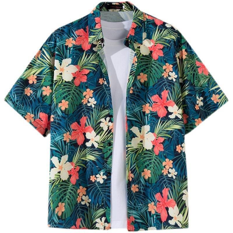 Hawaiian Printed Short Sleeve Shirt Men's Beach Foreign Trade For  Men's Shirt Loose Fancy Top - view 5