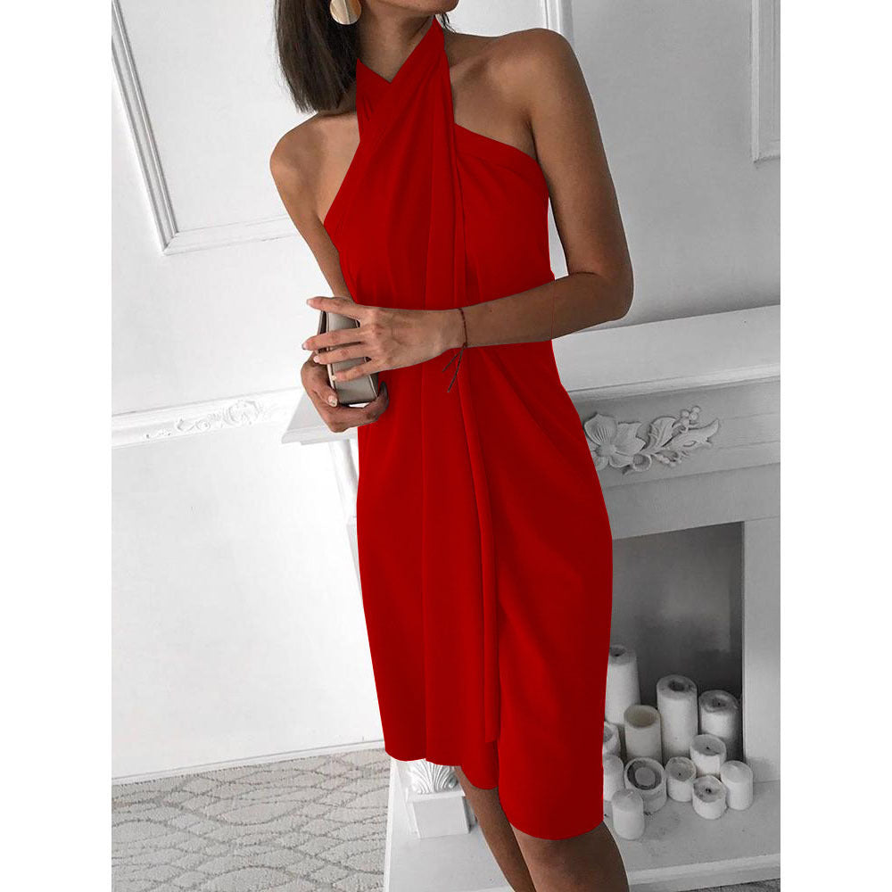 Designed   Summer New Sexy Women's Dress Neck Loose Irregular Casual Beach Dress - view 3