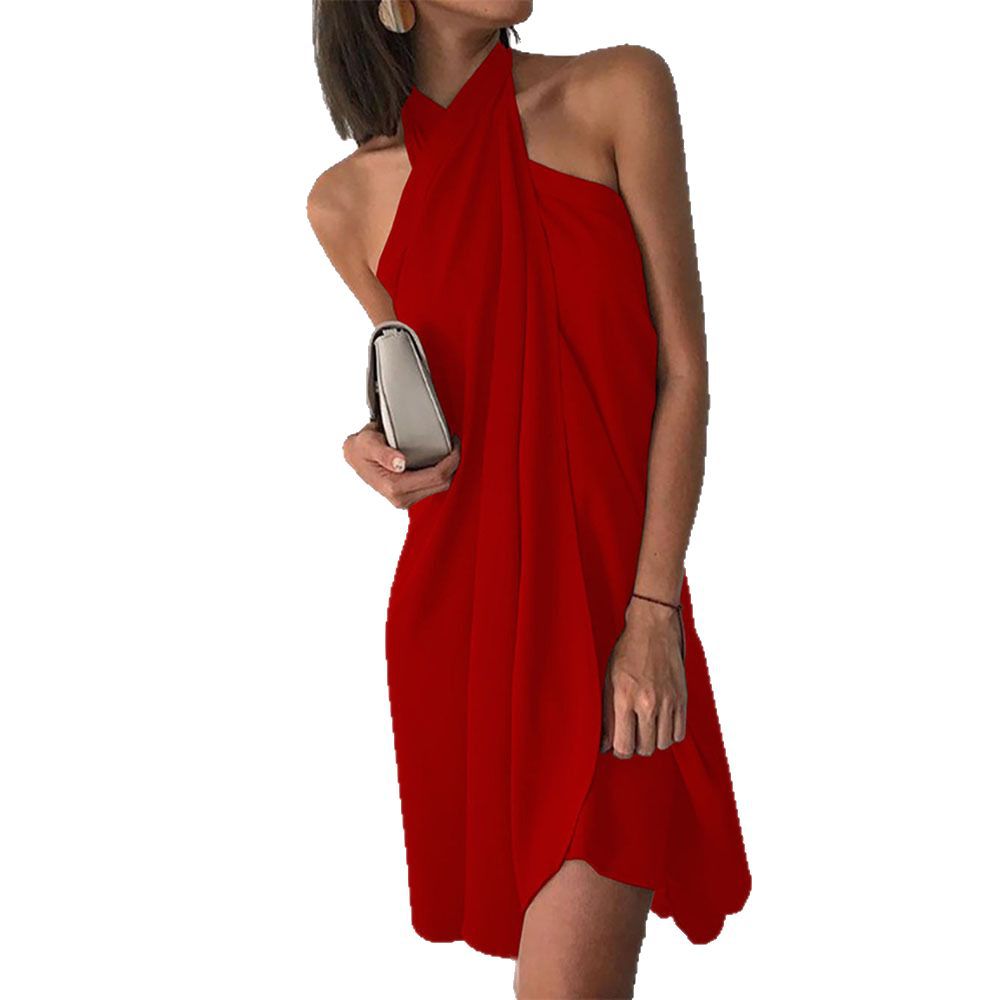 Designed   Summer New Sexy Women's Dress Neck Loose Irregular Casual Beach Dress - view 5
