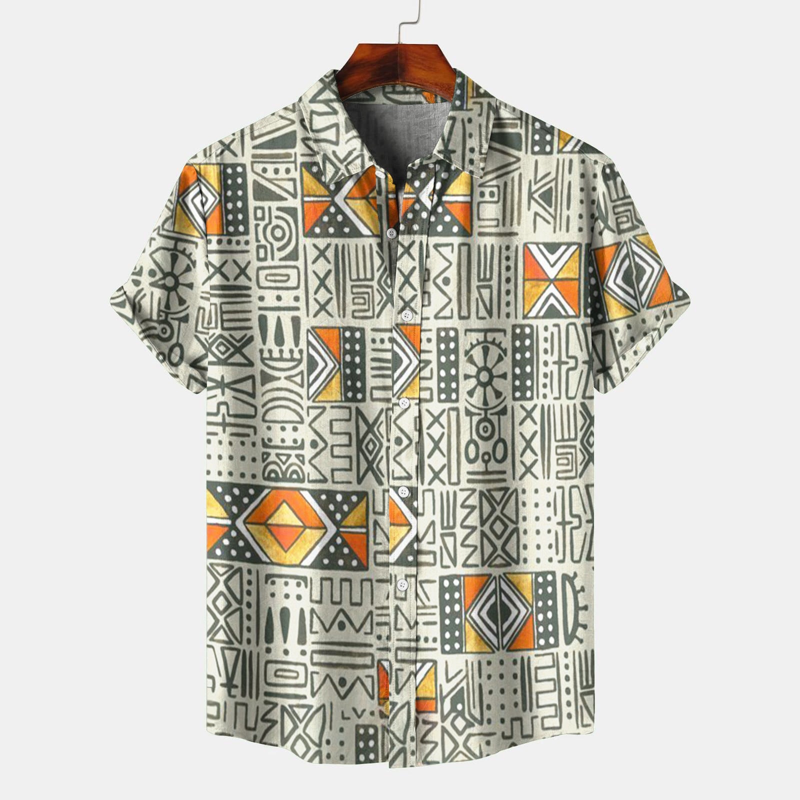 Foreign Trade  Summer New Plus Size Men's Casual 3D Digital Printing Short Sleeve Shirt Men's Shirt - front view