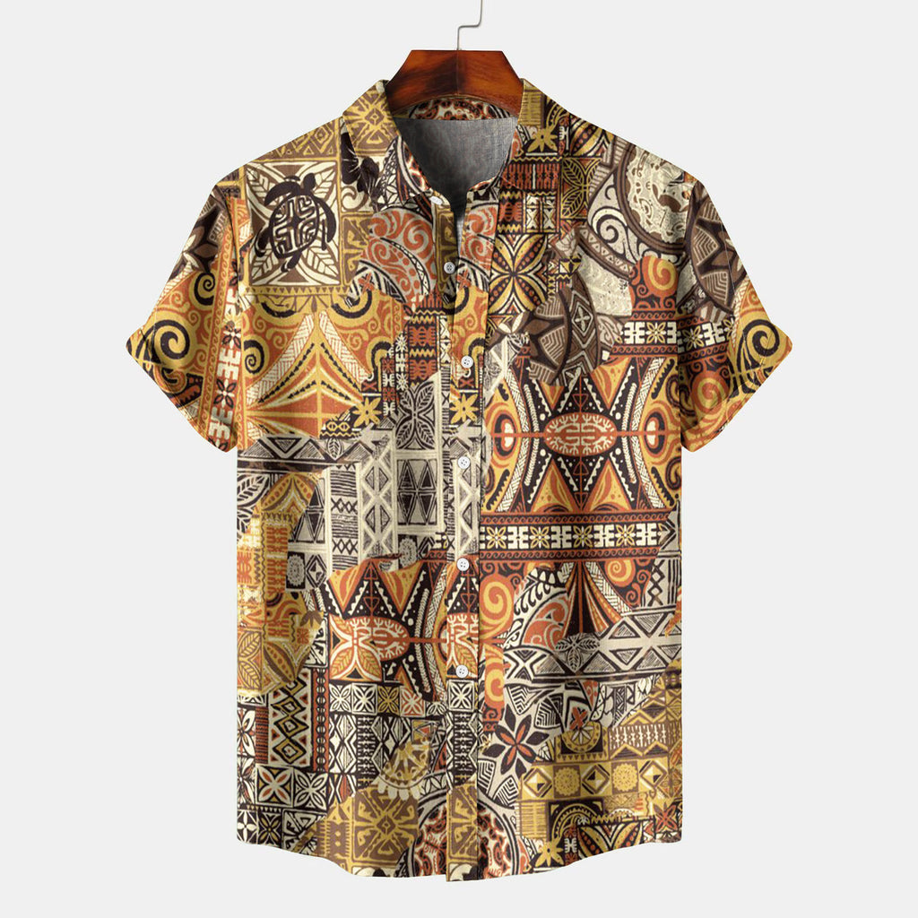 Foreign Trade  Summer New Plus Size Men's Casual 3D Digital Printing Short Sleeve Shirt Men's Shirt - view 2