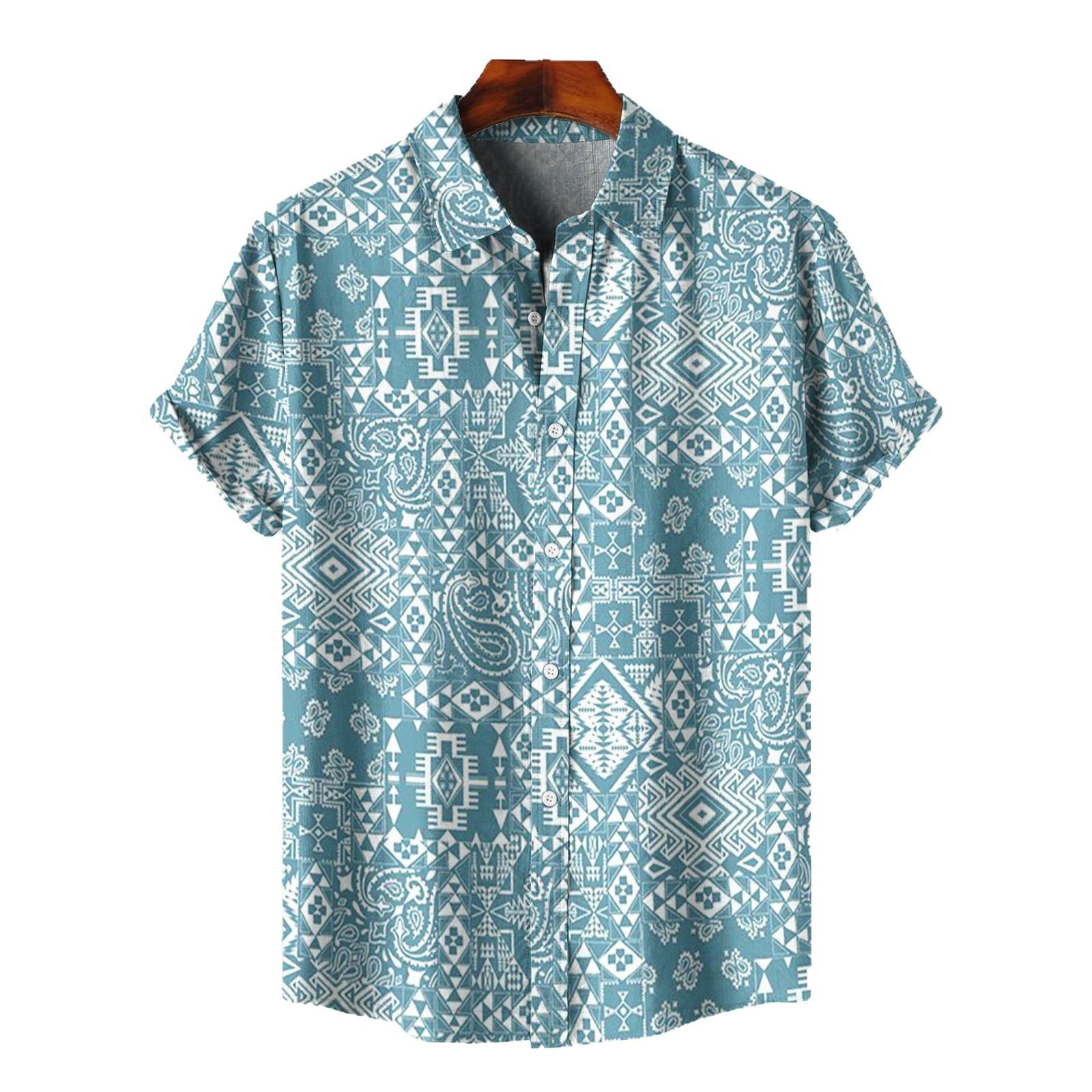 Foreign Trade  Summer New Plus Size Men's Casual 3D Digital Printing Short Sleeve Shirt Men's Shirt - view 5