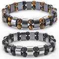Hot Selling Frosted Stone Black Magnet Bracelet Elastic Rope Double Layer Tiger Eye Stone Bracelet Bracelet - front view