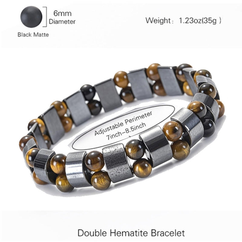 Hot Selling Frosted Stone Black Magnet Bracelet Elastic Rope Double Layer Tiger Eye Stone Bracelet Bracelet - view 2