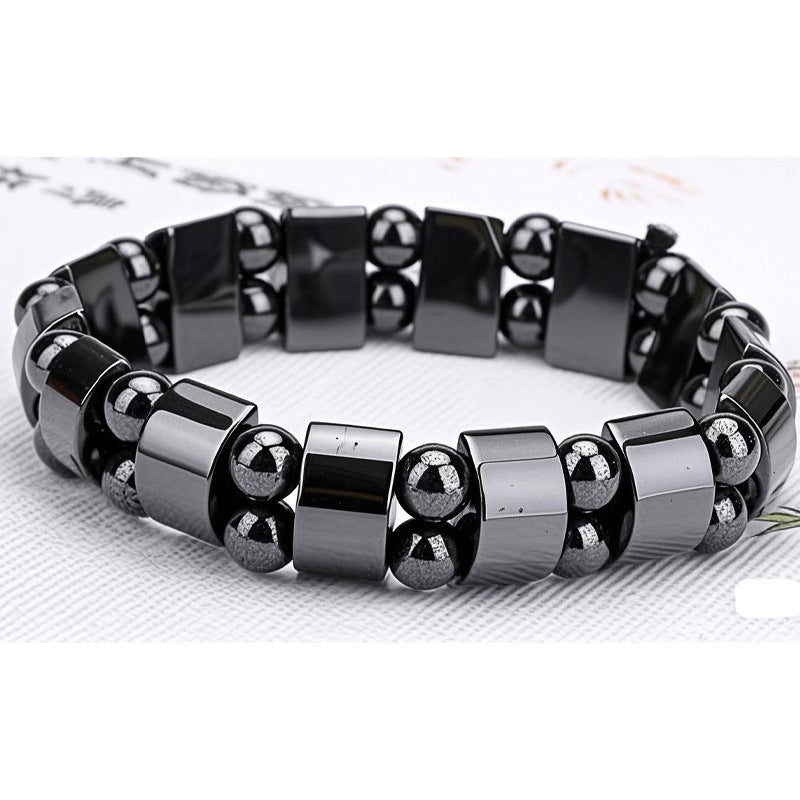 Hot Selling Frosted Stone Black Magnet Bracelet Elastic Rope Double Layer Tiger Eye Stone Bracelet Bracelet - view 3