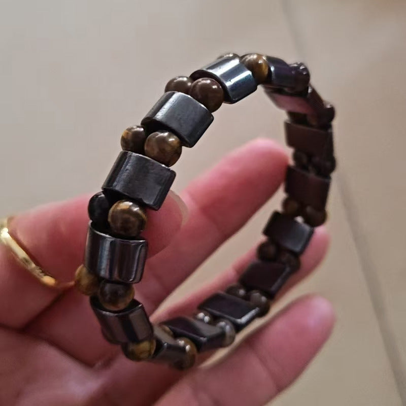 Hot Selling Frosted Stone Black Magnet Bracelet Elastic Rope Double Layer Tiger Eye Stone Bracelet Bracelet - view 4
