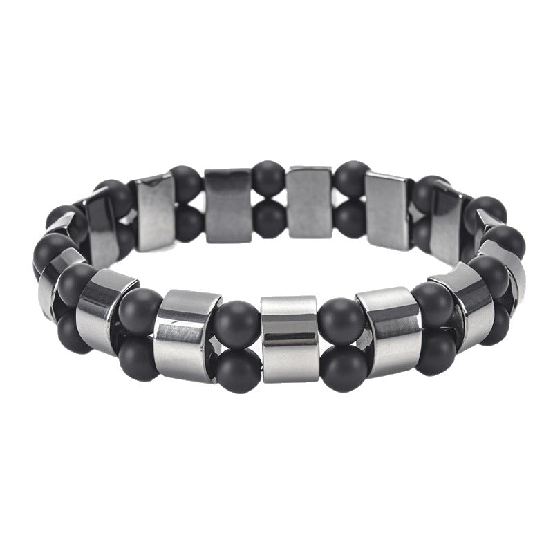 Hot Selling Frosted Stone Black Magnet Bracelet Elastic Rope Double Layer Tiger Eye Stone Bracelet Bracelet - view 5