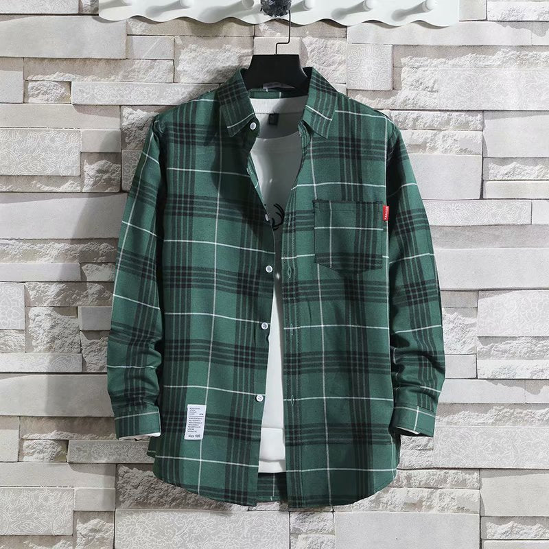 Casual Long Sleeve Plaid Men's Shirt Trendy Spring Autumn Brand Hong Kong  Workwear - view 2