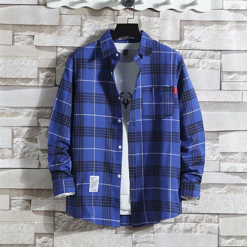 Casual Long Sleeve Plaid Men's Shirt Trendy Spring Autumn Brand Hong Kong  Workwear - view 3