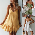 Source New Products  Summer Fashion Sexy Sling V-neck Backless Women's Dress - front view
