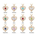Birthstone Necklace Female Rose Gold Birthday Stone Love Necklace Pendant Diamond Heart-shaped Necklace  Necklace - front view