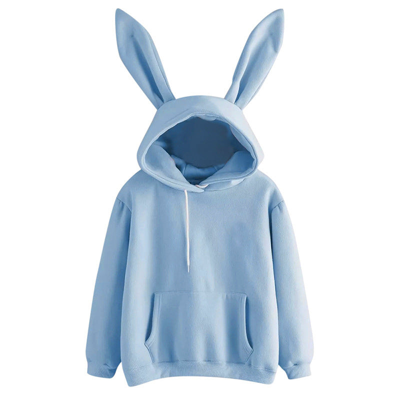 Autumn And Winter New Women's Harajuku Wei Hooded Rabbit Sweater Solid Color Loose Casual Women's Top - view 4